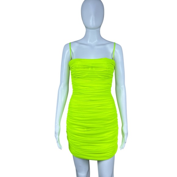 House of CB Ella Gathered Ruched Mesh Mini Dress Size M Event Party Coquette - Picture 3 of 16